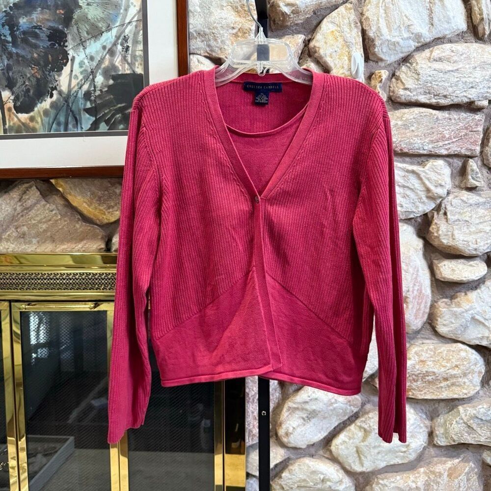 Chelsea Campbell women’s silk blend sweater set size xl